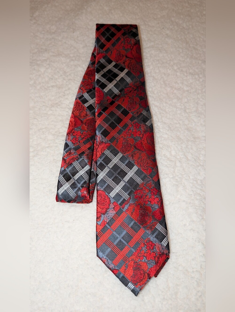 Stacy Adams Ties Geometric Necktie Microfiber Red Gray Black Set Of Two EUC